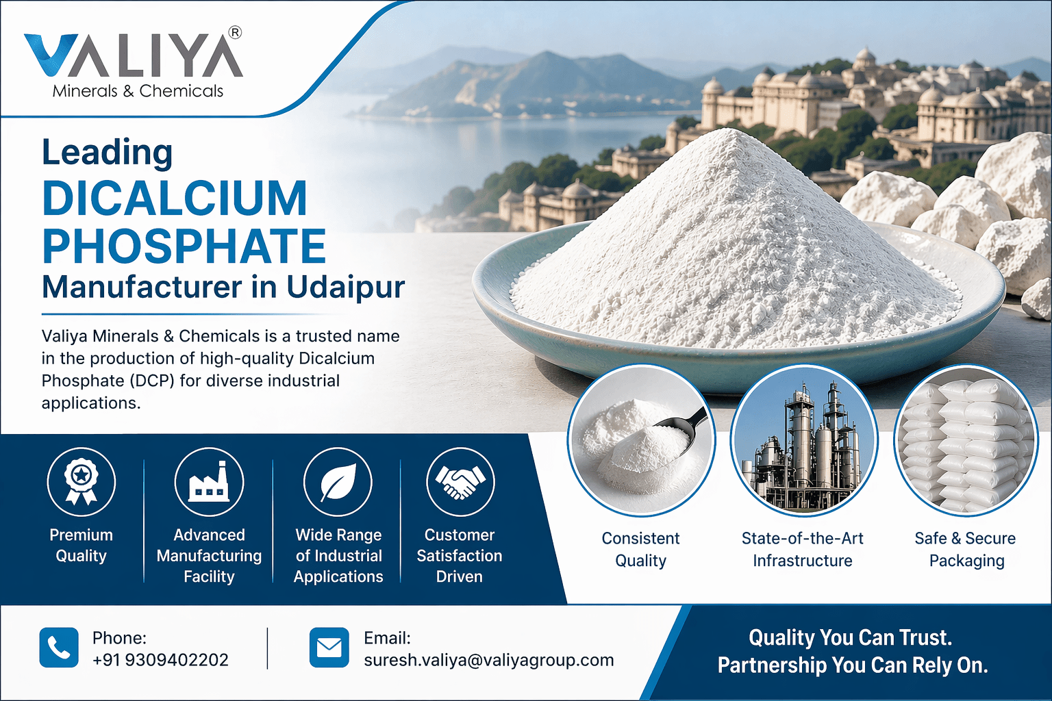 rock based dicalcium phosphate manufacturer in Udaipur - Valiya Minerals & Chemicals